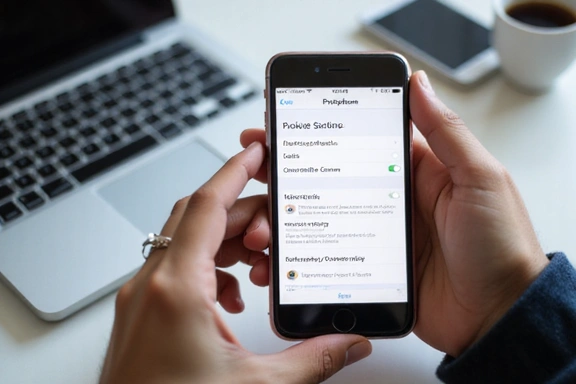 Osoba przeglądająca ustawienia prywatności na smartfonie