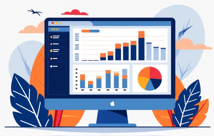 Wykresy i dane analityczne na ekranie komputera